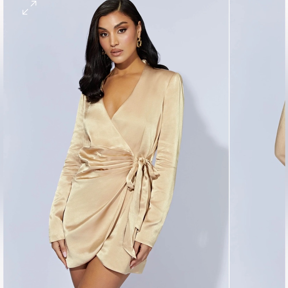 MESHKI - SAIRA Tie Up Mini Dress - Wheat